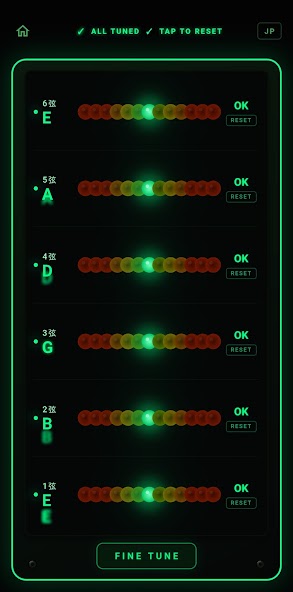 SLACKER TUNE の全弦合致の画面